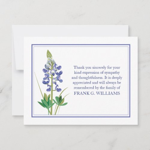 Lavendar Funeral Note Card Flat Bereavement Notes