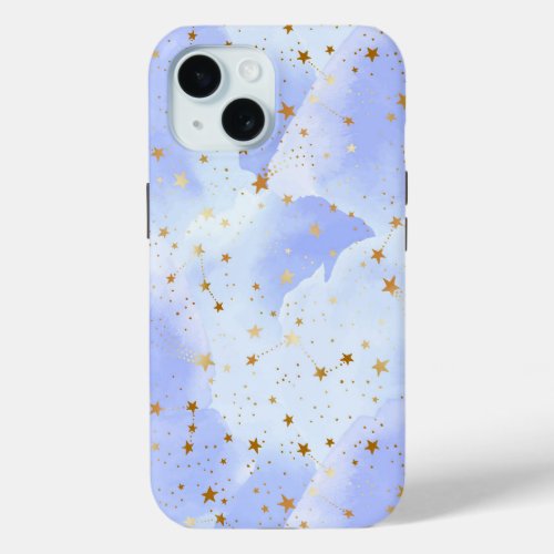 Lavendar Golden Star Pattern iPhone 15 Case