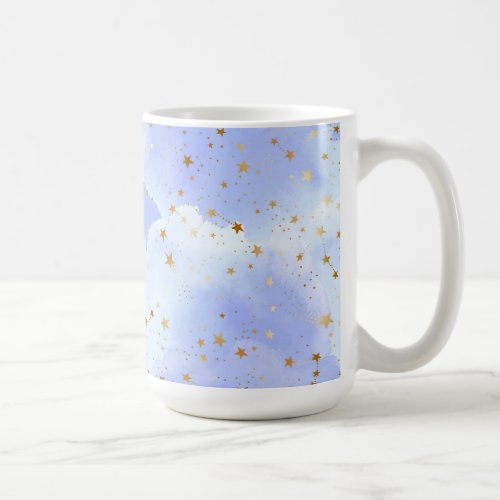 Lavendar Golden Star Pattern Coffee Mug