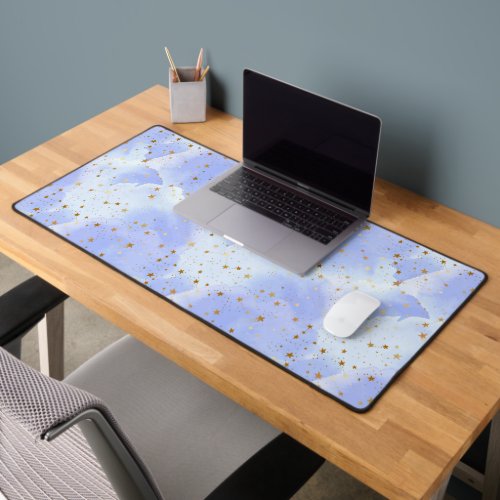 Lavendar Golden Star Pattern Desk Mat