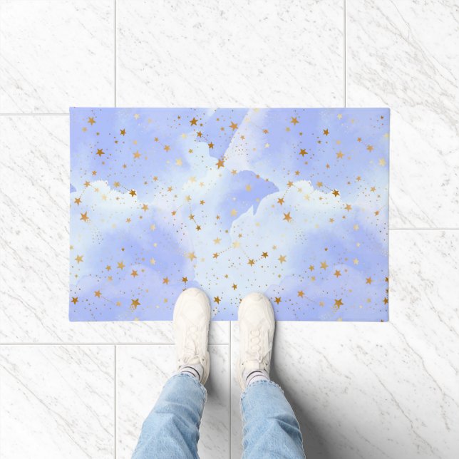 Lavendar Golden Star Pattern Doormat (Indoor)
