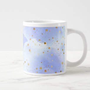 Lavendar Golden Star Pattern Giant Coffee Mug