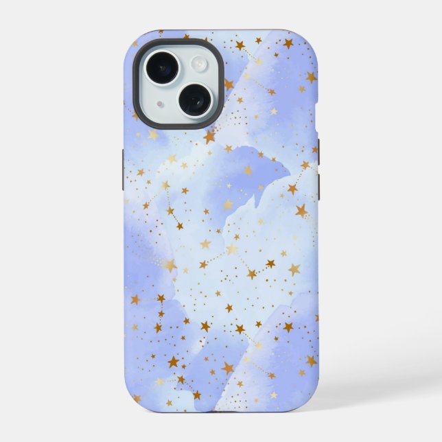 Lavendar Golden Star Pattern Iphone Case (Back)