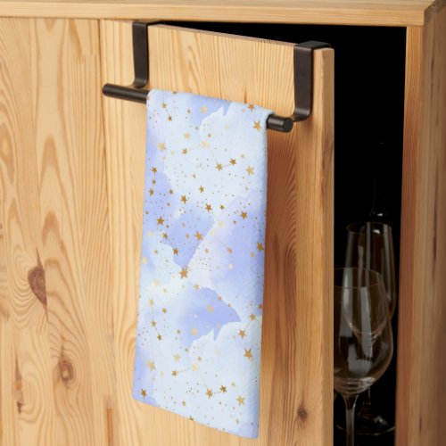 Lavendar Golden Star Pattern Kitchen Towel