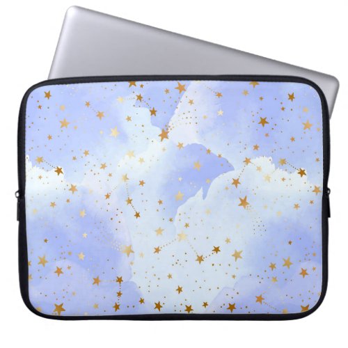 Lavendar Golden Star Pattern Laptop Sleeve