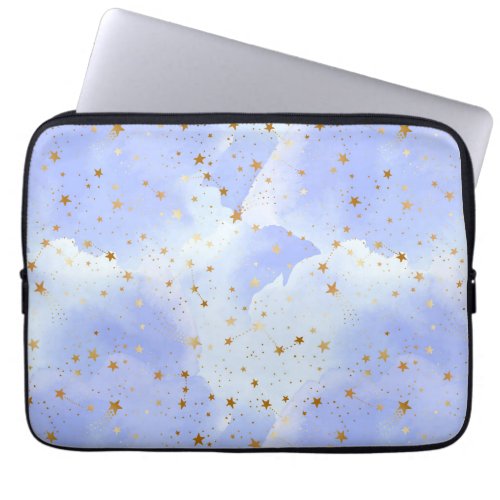 Lavendar Golden Star Pattern Laptop Sleeve
