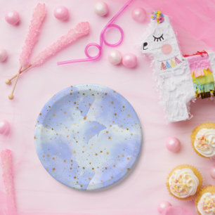 Lavendar Golden Star Pattern Paper Plates