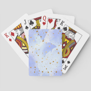 Lavendar Golden Star Pattern Poker Cards