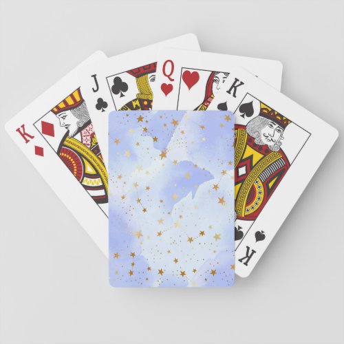 Lavendar Golden Star Pattern Poker Cards