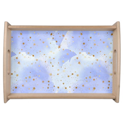 Lavendar Golden Star Pattern Serving Tray