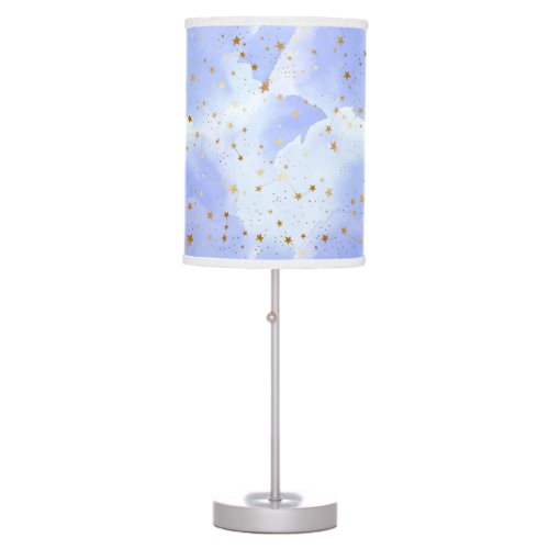 Lavendar Golden Star Pattern Table Lamp