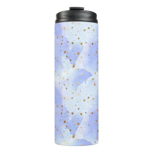 Lavendar Golden Star Pattern Thermal Tumbler