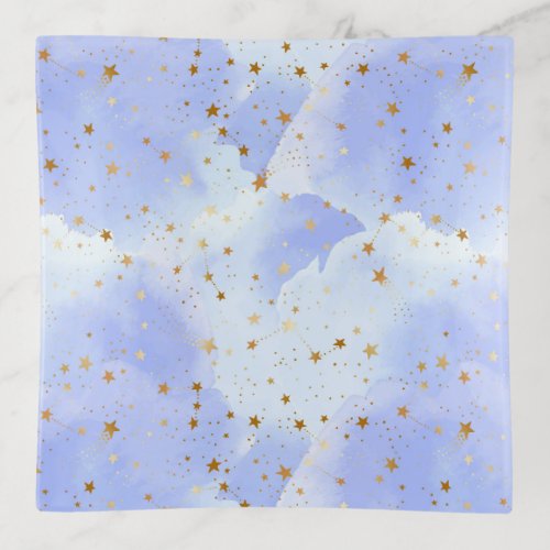 Lavendar Golden Star Pattern Trinket Tray