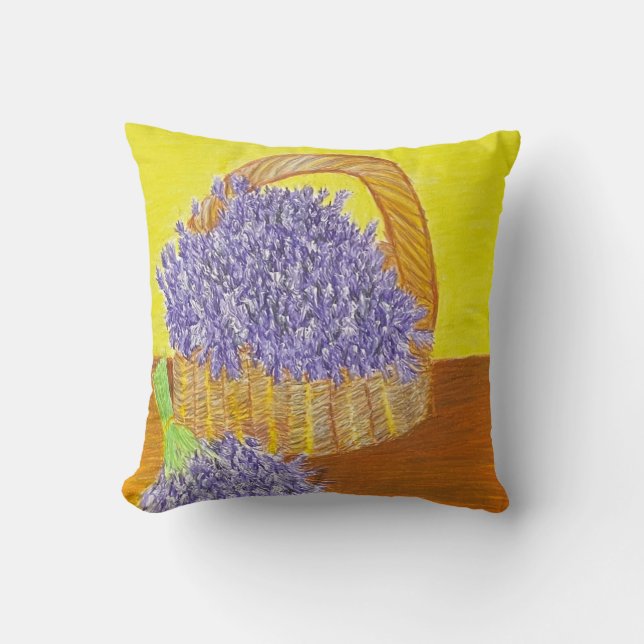 Lavendar in a Basket throw pilllow Pillow (Front)