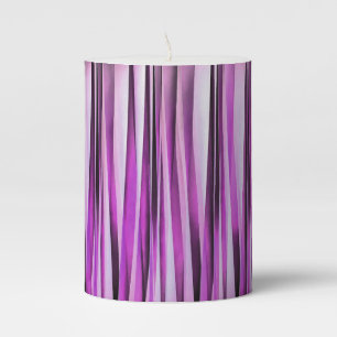 Lavendar, Iris and Grape Stripy Pattern Pillar Candle