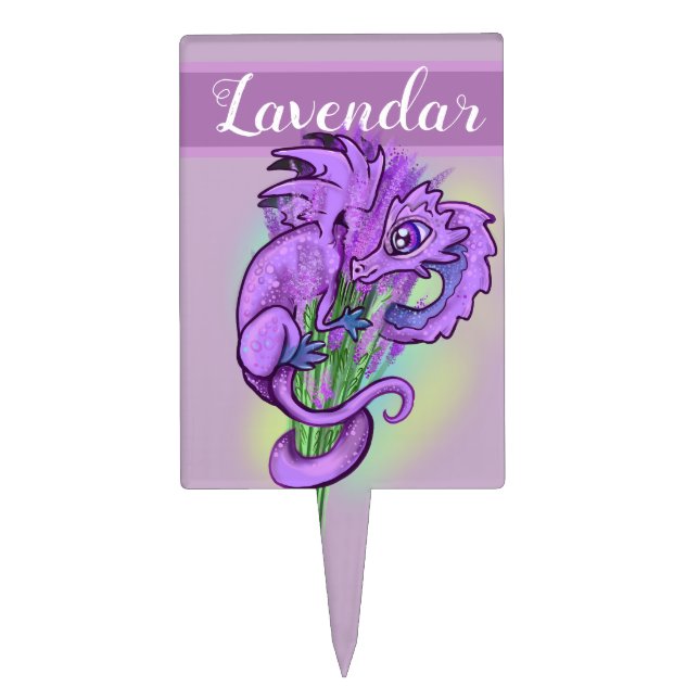 Lavendar~little herb dragon Garden Marker Cake Topper (Front)