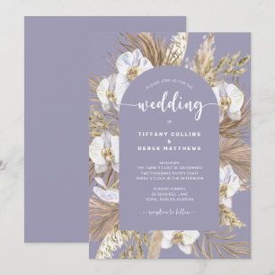 Lavendar Pampas Grass Arch Wedding Invitation