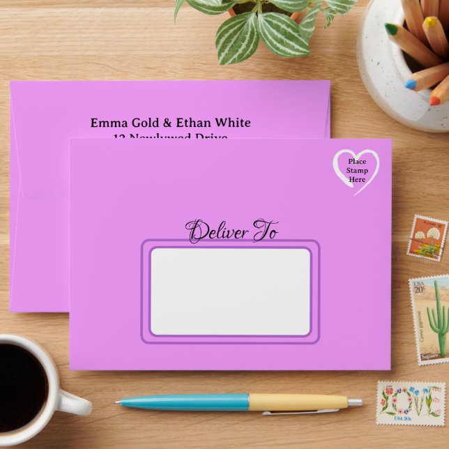 Lavendar Personalized Bridal Shower Event Envelope (Desk)