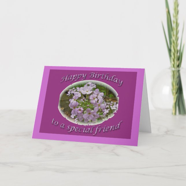Lavendar Phlox Birthday Friend Card (Front)
