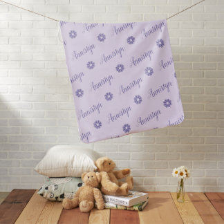 Lavendar Purple Flower Feminine Custom Name Baby Blanket