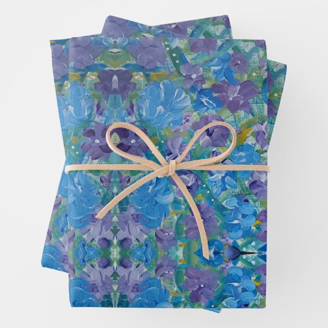 Lavendar Rose Floral Wrapping Paper (In situ)