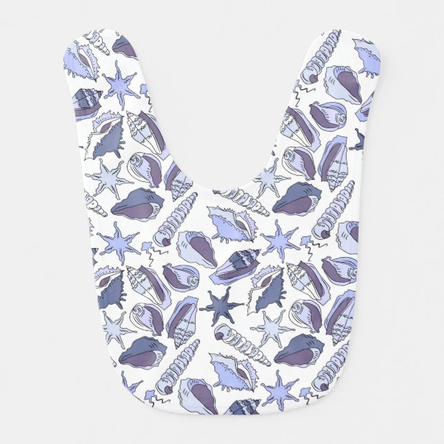 Lavendar Seashells Baby Bib (Front)