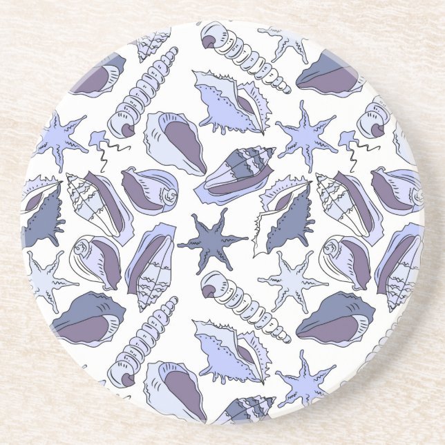 Lavendar Seashells Drink Coaster (Front)
