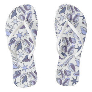 Lavendar Seashells Flip Flops
