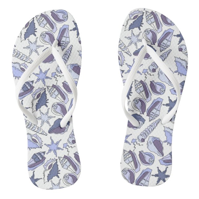 Lavendar Seashells Flip Flops (Footbed)