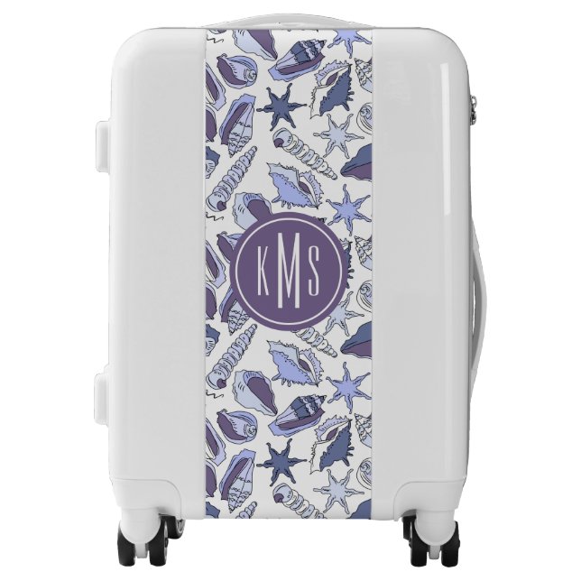 Lavendar Seashells | Monogram Luggage (Front)