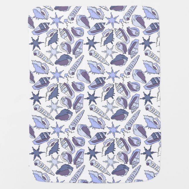 Lavendar Seashells Swaddle Blanket (Front)