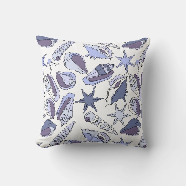 Lavendar Seashells Throw Pillow (Front)