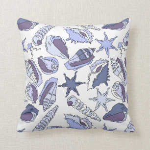 Lavendar Seashells Throw Pillow