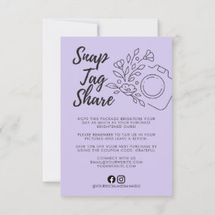 Lavendar Snap Tag Share Business Thank You Card