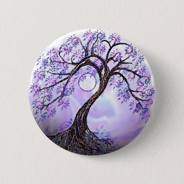 Lavendar Tree of Life Pinback Button (Front)
