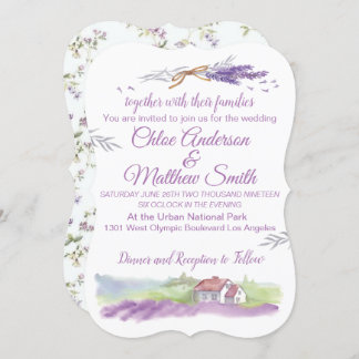 Lavendar Water Color Wedding Invitation