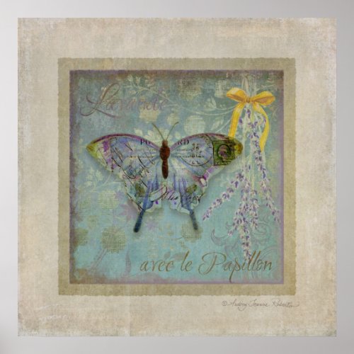 Lavende avec le Papillon Lavender w Butterfly Poster