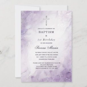 Lavende Girl First Birthday and Baptism Invitation