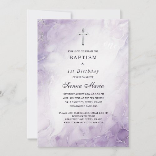 Lavende Girl First Birthday and Baptism Invitation