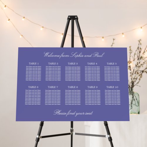 Lavender 10 Table Wedding Seating Chart Foam Board