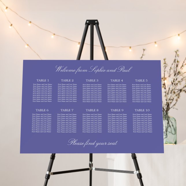 Lavender 10 Table Wedding Seating Chart Foam Board (In Situ (Stand))