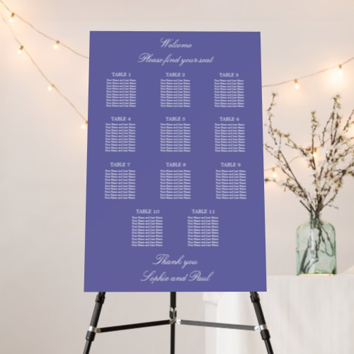 Lavender 11 Table Wedding Seating Chart Foam Board