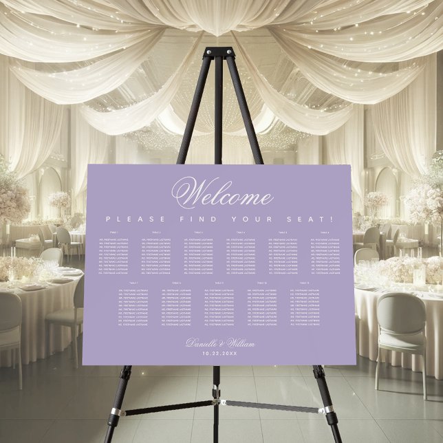 Lavender 11 Tables Purple Wedding Seating Chart Foam Board (Creator Uploaded)