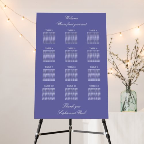 Lavender 12 Table Wedding Seating Chart Foam Board