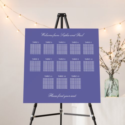 Lavender 13 Table Wedding Seating Chart Foam Board