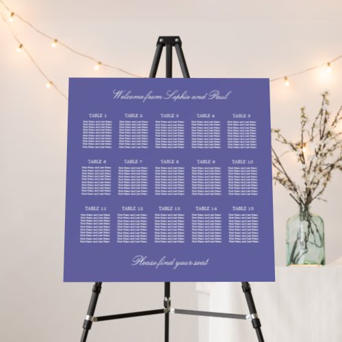 Lavender 15 Table Wedding Seating Chart Foam Board