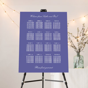 Lavender 16 Table Wedding Seating Chart Foam Board