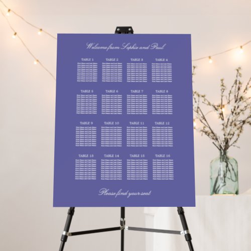 Lavender 16 Table Wedding Seating Chart Foam Board