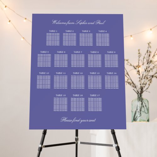 Lavender 17 Table Wedding Seating Chart Foam Board