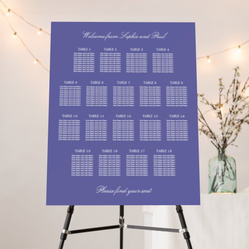 Lavender 18 Table Wedding Seating Chart Foam Board